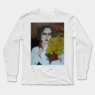 Portrait of The Retro Lady with Mimosa Long Sleeve T-Shirt